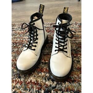 Dr. Martens Doc Air Wair White Patent Leather Combat Boots 1460j Girls 5 Boy 4